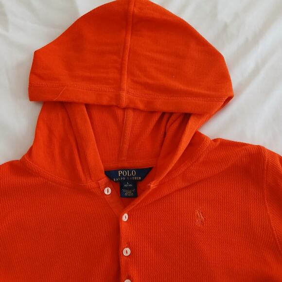 Polo Ralph Lauren Women L Sweat Dress Orange Long Sleeve Drawstring Waist Hoodie - Picture 4 of 13